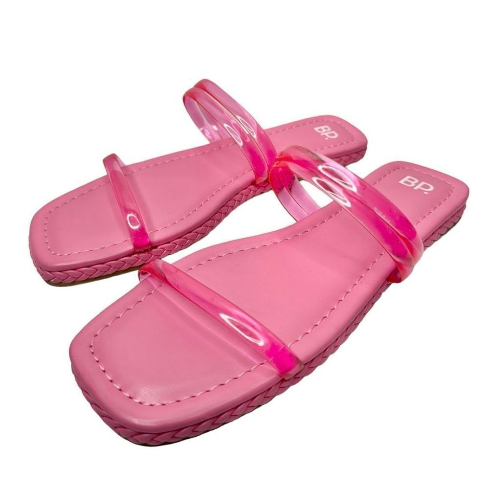 Nordstrom Sandals Size 7.5 BP Viola Barbie Pink Braided Square Toe Flat‎ Slides
